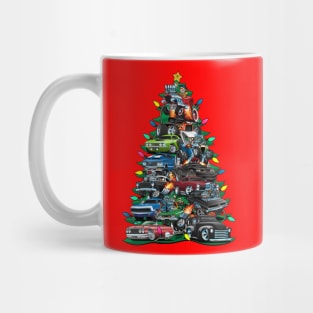 Car Madness Christmas Tree! Classic Muscle Cars and Hot Rods Mug